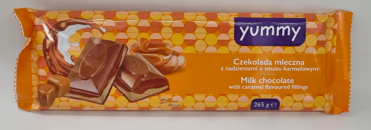 Молочний шоколад Yummy з нугою та карамеллю 265г Польща
