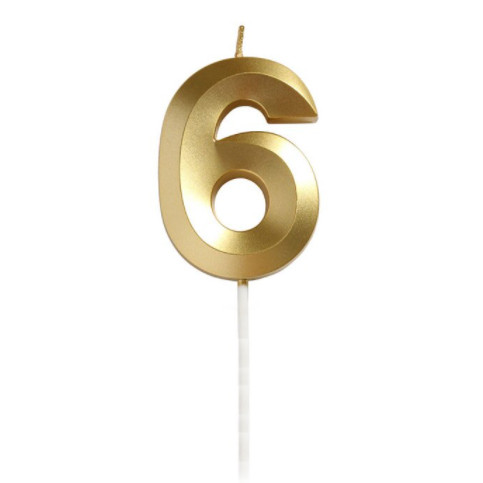 Свічка цифра грані на списі 6 (золота)