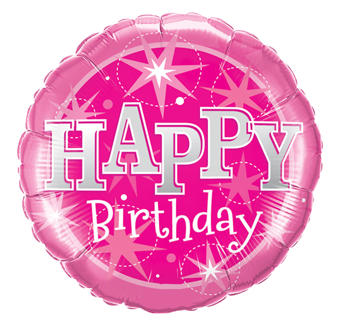 Фольгована кулька круг "Happy Birthday блиск" рожева 18"(45см) 1шт.
