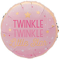 Фольгована кулька круг "Мерехтлива зірочка" рожева 18"(45см) 1шт.