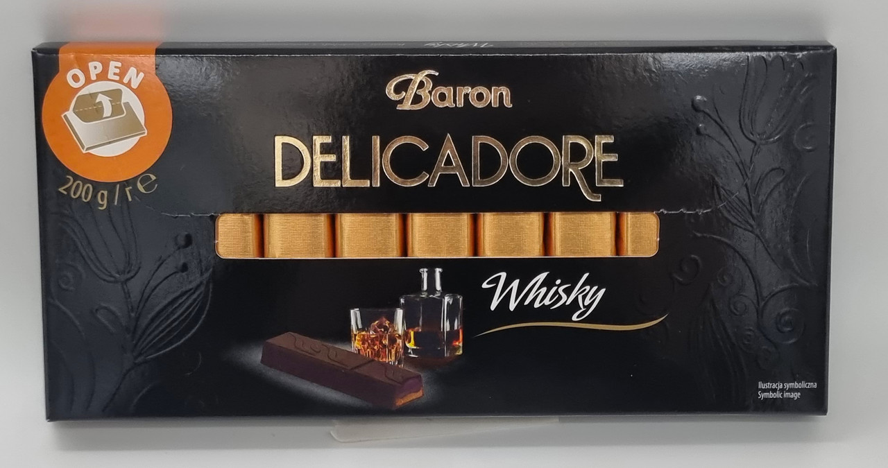 Шоколад Baron "Delicadore" зі смаком віскі Польща 200 грам