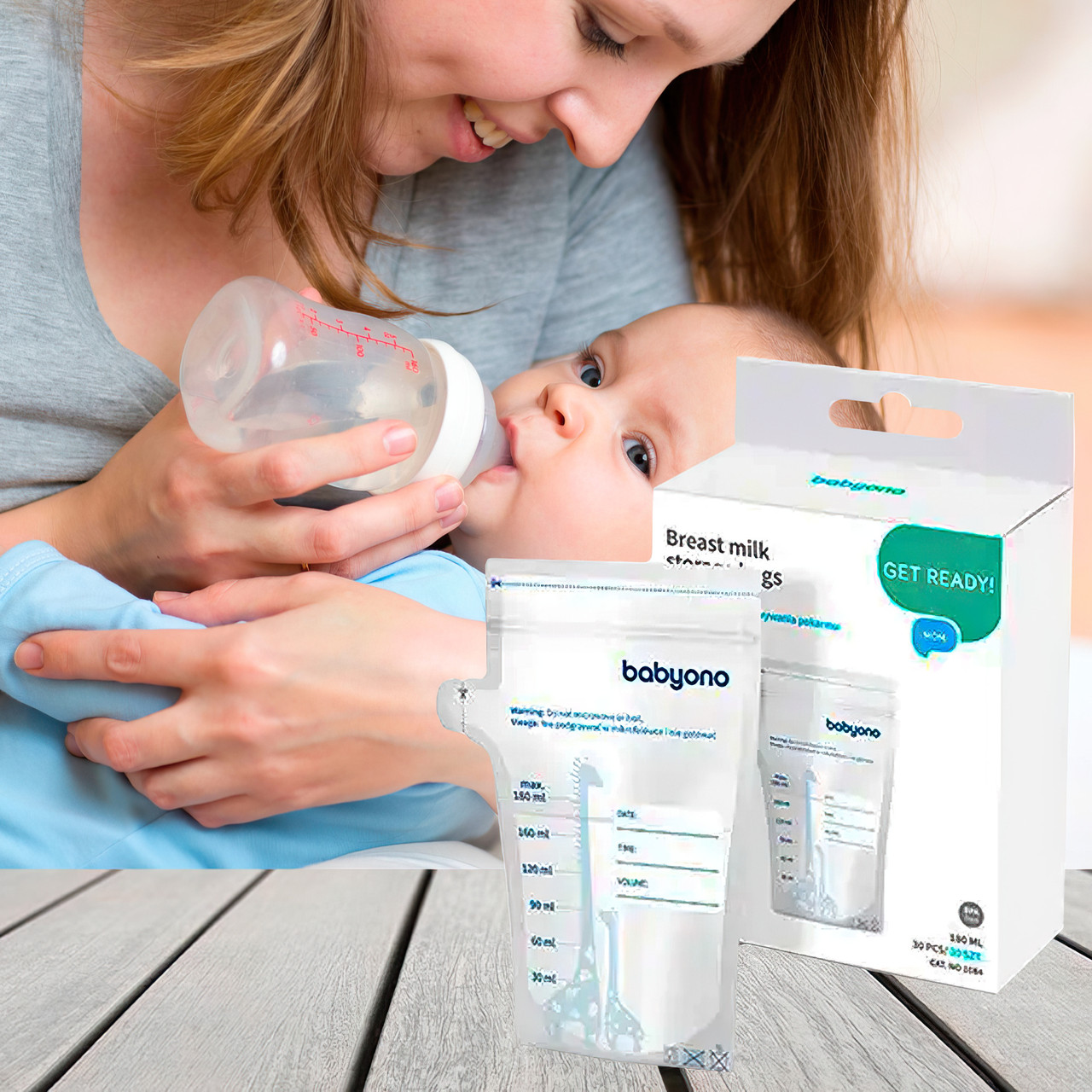 Пакети для зберігання грудного молока Natural Nursing 30 шт. по 180 мл Baby Ono Білий