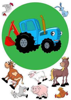 Вафельна картинка Синій трактор 4