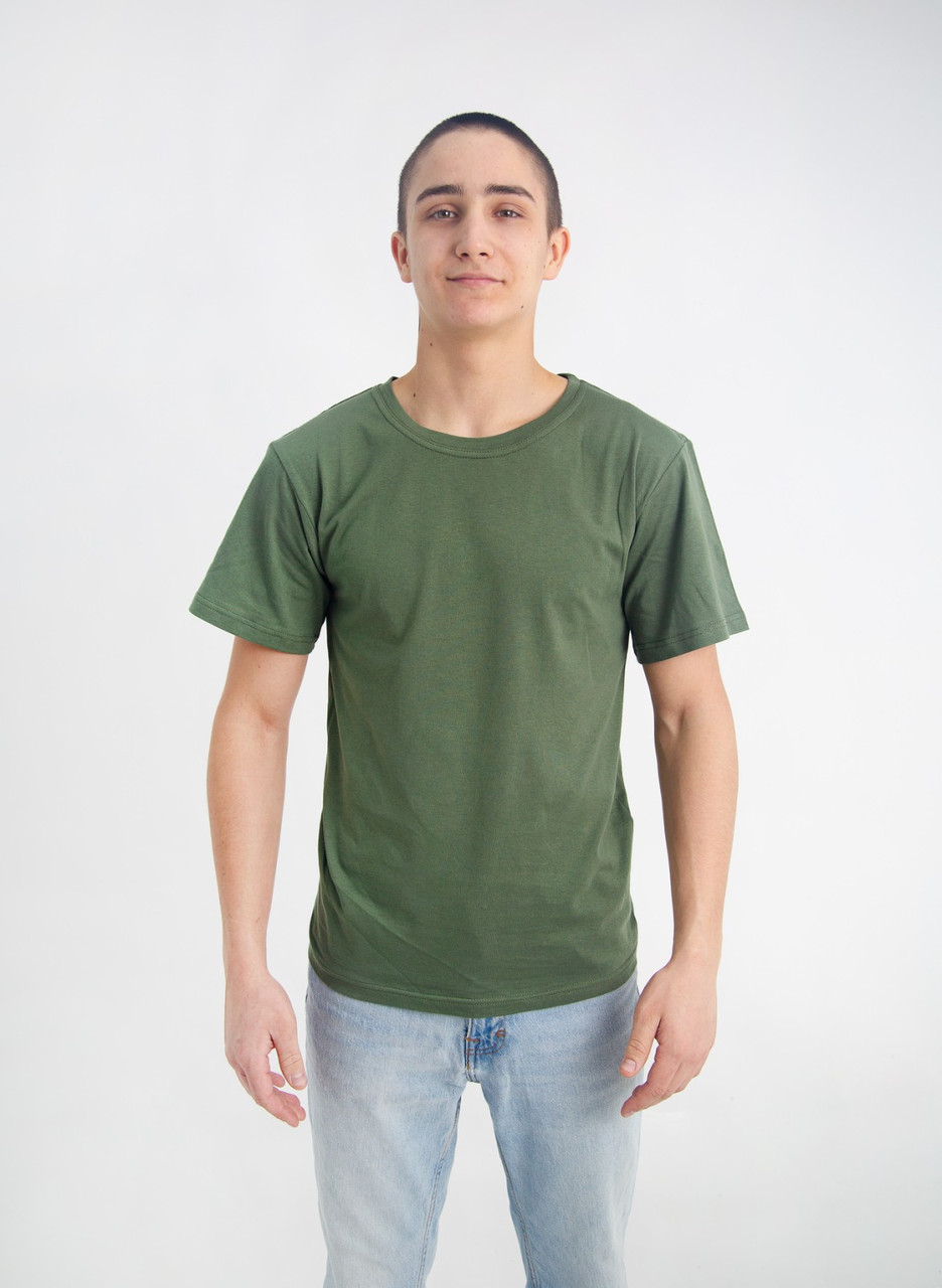 Універсальна футболка вільного крою БАТАЛ (олива) від виробника