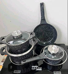Набір каструль і сковорода з гранітним антипригарним покриттям Higher Kitchen HK-315, набір посуду