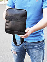 Мужская сумка Cavlin Kein черная на плечевом ремне, компактная мужская планшетка Келвин Кляйн из эко-кожи