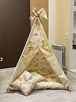 Вигвам детский палатка для дома с матрасом и подушками "Мишка на облаке"