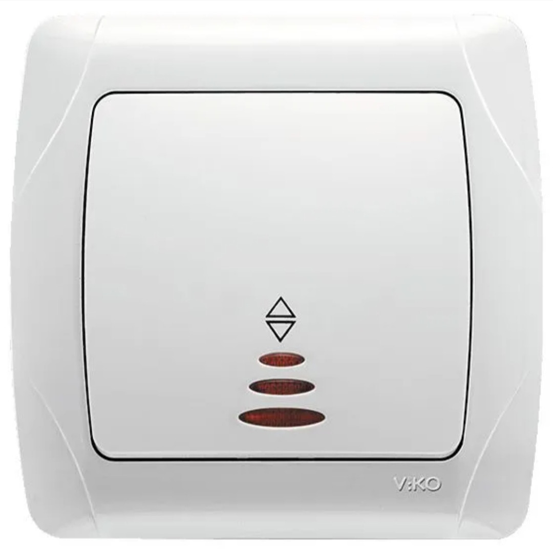 Вимикач 1кл прохідний із підсвіткою Carmen Білий, фото 1