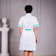 Жіночий медичний халат Анна білий з бірюзовими/салатовими вставками, фото 6