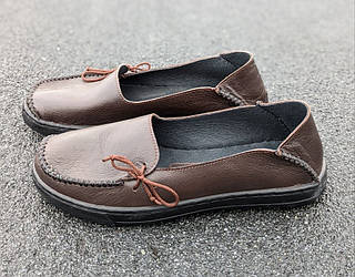 STTOPA Розміри 40-45. Мокасини великих розмірів на широку ногу шкіряні. 180-4045 Коричневі