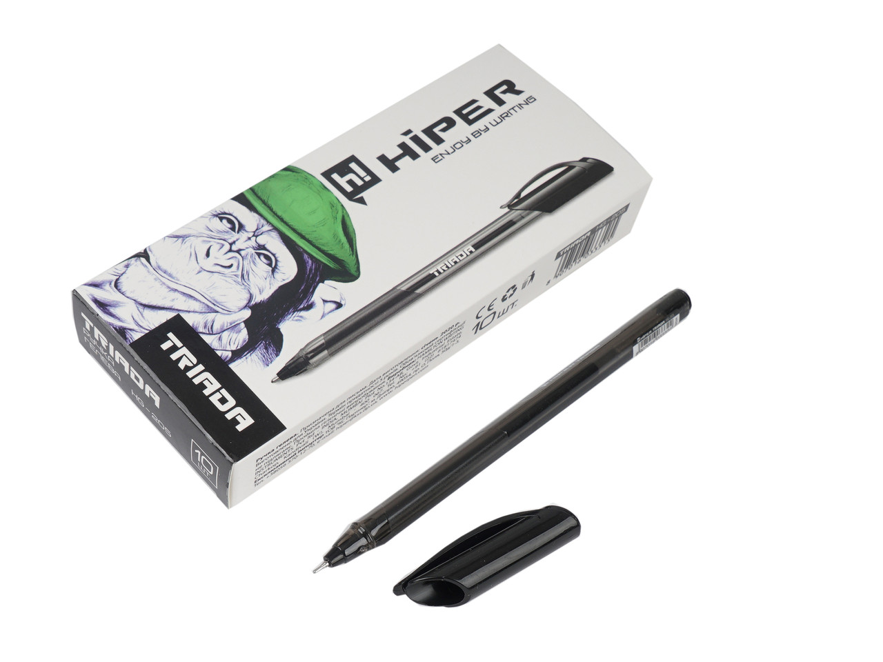 Ручка гелева чорна 0,6мм Hiper Triada HG-205  //10шт/уп, фото 1