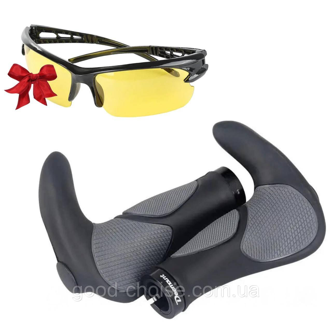 Гріпси на велосипед 140 мм (2 шт) + Подарунок Антивідблискові окуляри / Ручки для велосипеда