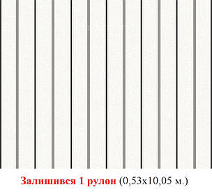 Тиснені німецькі шпалери 222312, у тонку сіру та чорну смужку на білому тлі, які миються вінілові, флізелінові