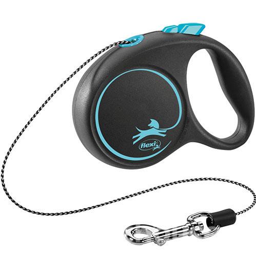 Повідець рулетка Flexi Black Design M, для собак вагою до 20 кг, трос 5 метрів, колір синій, фото 1