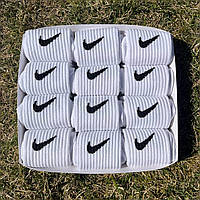 Набор мужских высоких белых спортивных фирменных носков с логотипом Nike 41-45 12 пар для парней весна-лето