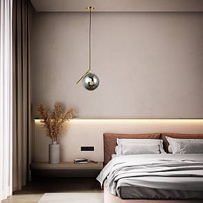 Бронзовий скляний підвіс з кулею 20см (916-3815-1 BRZ+BK), фото 3