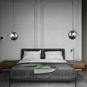 Срібний скляний підвіс з кулею 20см (916-3815-1 CR+BK), фото 3