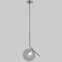 Серебряный стеклянный подвес с шаром 20см (916-3815-1 CR+CL)