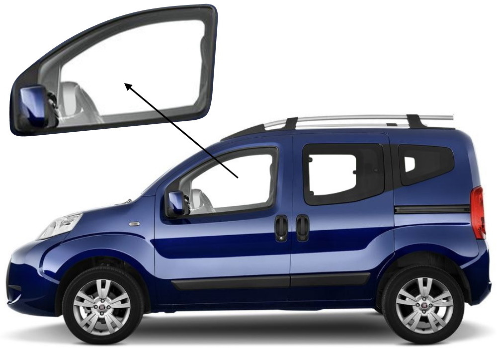 Бічне скло Fiat QUBO 2008-2023 передніх дверей ліве, фото 1