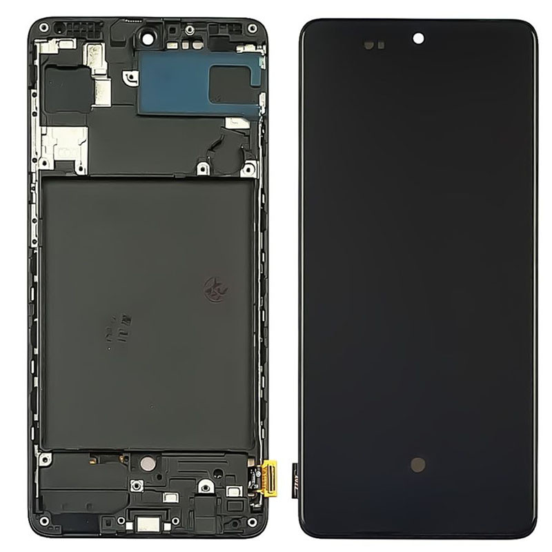 Дисплей для Samsung A715 Galaxy A71 (2020) з чорним тачскрином та чорною корпусною рамкою OLED