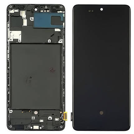 Дисплей для Samsung A715 Galaxy A71 (2020) з чорним тачскрином та чорною корпусною рамкою OLED, фото 1