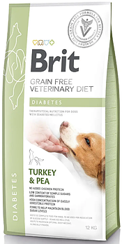 Сухий корм для собак при цукровому діабеті з індичкою Brit GF Veterinary Diet Dog Diabetes 12 кг