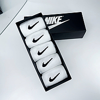 Високі чоловічі Шкарпетки Nike / найк - Білі  Подарунковий набір у коробці 5 пар