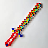 Детский пиксельный алмазный меч со светом и звуком красный, 62 см