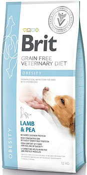 Сухий корм для собак для зниження ваги з ягням Brit GF Veterinary Diet Dog Obesity 12 кг