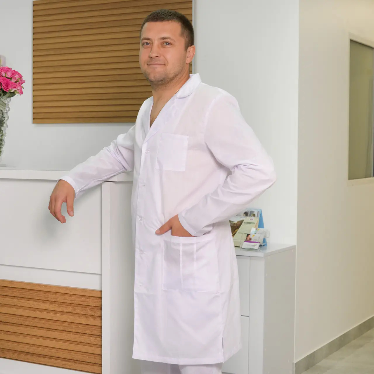 Чоловічий медичний халат Олександр з габардину 44-52, фото 1