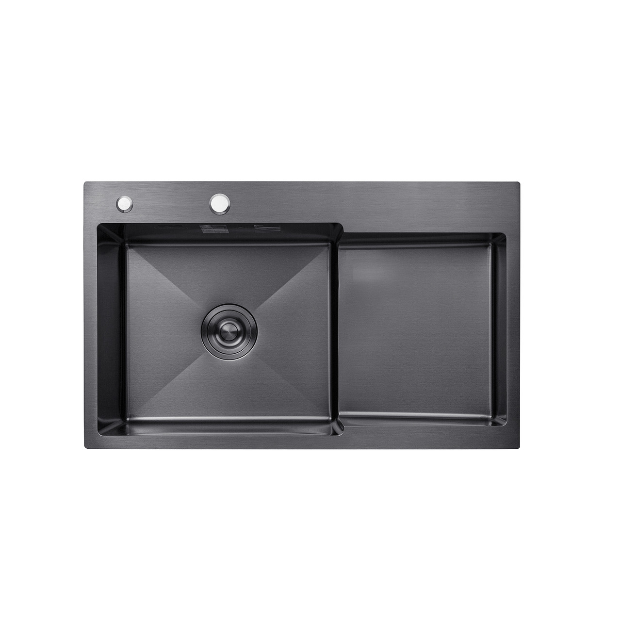 Мийка кухонна Kroner KRP PVD Schwarze-7848LHM (3.0/1.0 мм) 215 чорна + дозатор килимок кошик