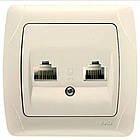 Розетка подвійна комп'ютерна Carmen Крем