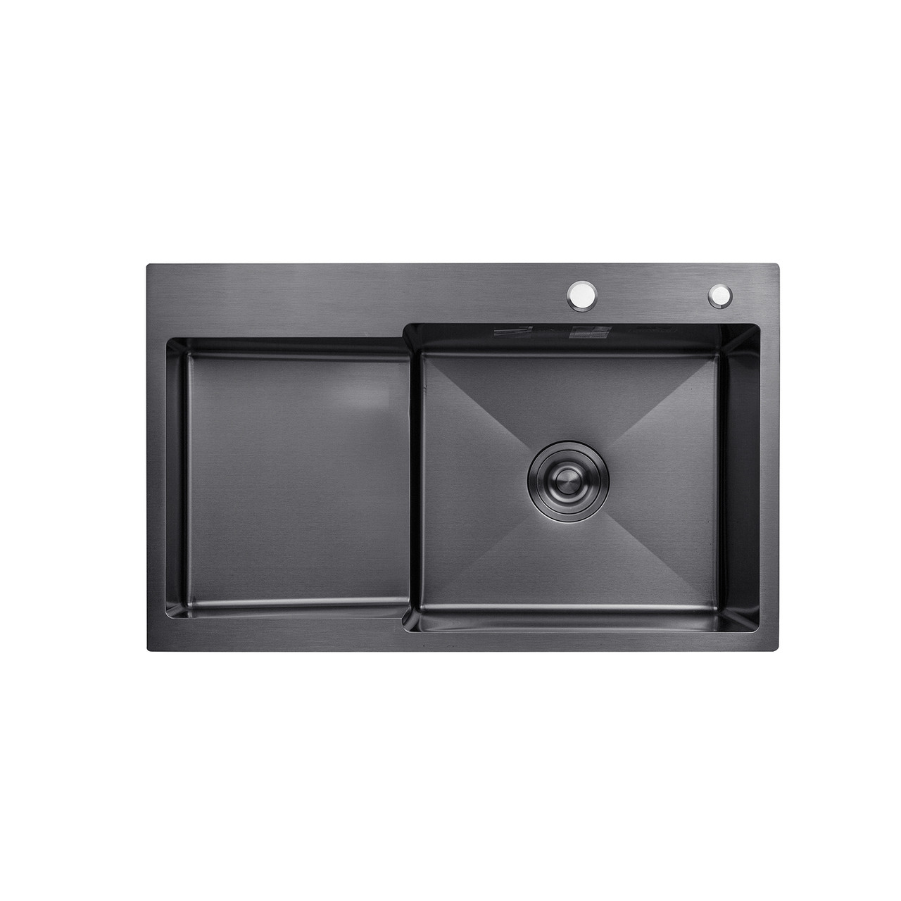 Мийка кухонна Kroner KRP PVD Schwarze-7848RHM (3.0/1.0 мм) 215 чорна + дозатор килимок кошик