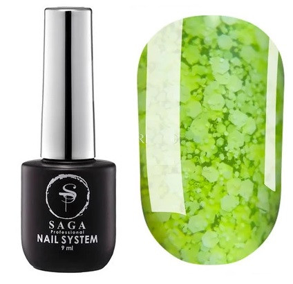 Гель-лак SAGA professional Мармелад 1 (зелено-жовтий з пластівцями), 9 мл, фото 1