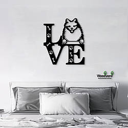 Панно Love&Paws Американський ескімоський шпіц 20x23 см - Картини та лофт декор з дерева на стіну.