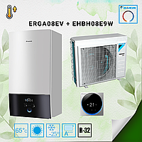 Тепловой насос/блок Воздух-Вода Daikin Altherma 3, ERGA08EV / EHBH08E9W, 220В+380В (только нагрев - 7,5 кВт)