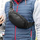 Стильна вмісна поясна сумка-бананка MENI з якісної чорної екокожі flotar на 4 відділення, фото 2