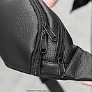 Стильна вмісна поясна сумка-бананка MENI з якісної чорної екокожі flotar на 4 відділення, фото 8
