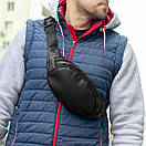 Стильна вмісна поясна сумка-бананка MENI з якісної чорної екокожі flotar на 4 відділення, фото 4