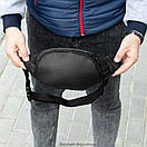 Стильна вмісна поясна сумка-бананка MENI з якісної чорної екокожі flotar на 4 відділення, фото 7