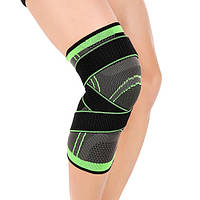 Эластичный поддерживающий бандаж для коленного сустава Knee Support для занятия спортом (черный с зеленым)