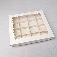 Коробка для конфет и подарков Белая с окном (16 шт) 200*170*30