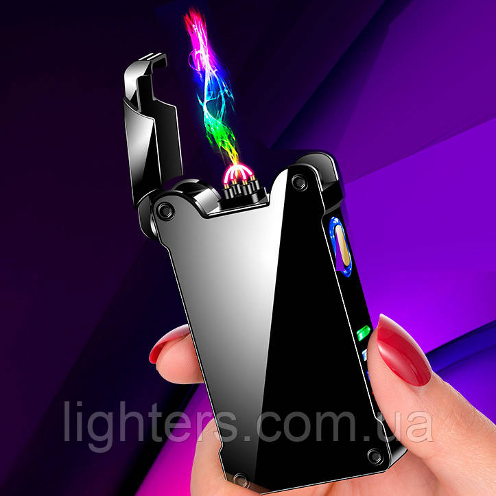 Запальничка usb 2 дуги з ліхтариком у подарунковій упаковці LG-670