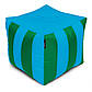 Пуф Кубик Смугастий Оксфорд 40х40 Студія Комфорта Зелений + Блакитний, фото 3