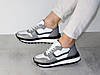 Сірі з білим стильні кросівки жіночі модні з натуральної шкіри, фото 9