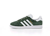 Чоловічі кросівки хакі Adidas Gazelle. Замшеві кеди весна літо чоловічі зелені Адідас Газель, фото 4