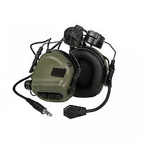 Тактичні Універсальні Активные Навушники EARMOR M32Н Olive з кріпленням для шолома FAST