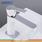 Змішувач для умивальника GAPPO G1002-8, білий/хром, фото 4