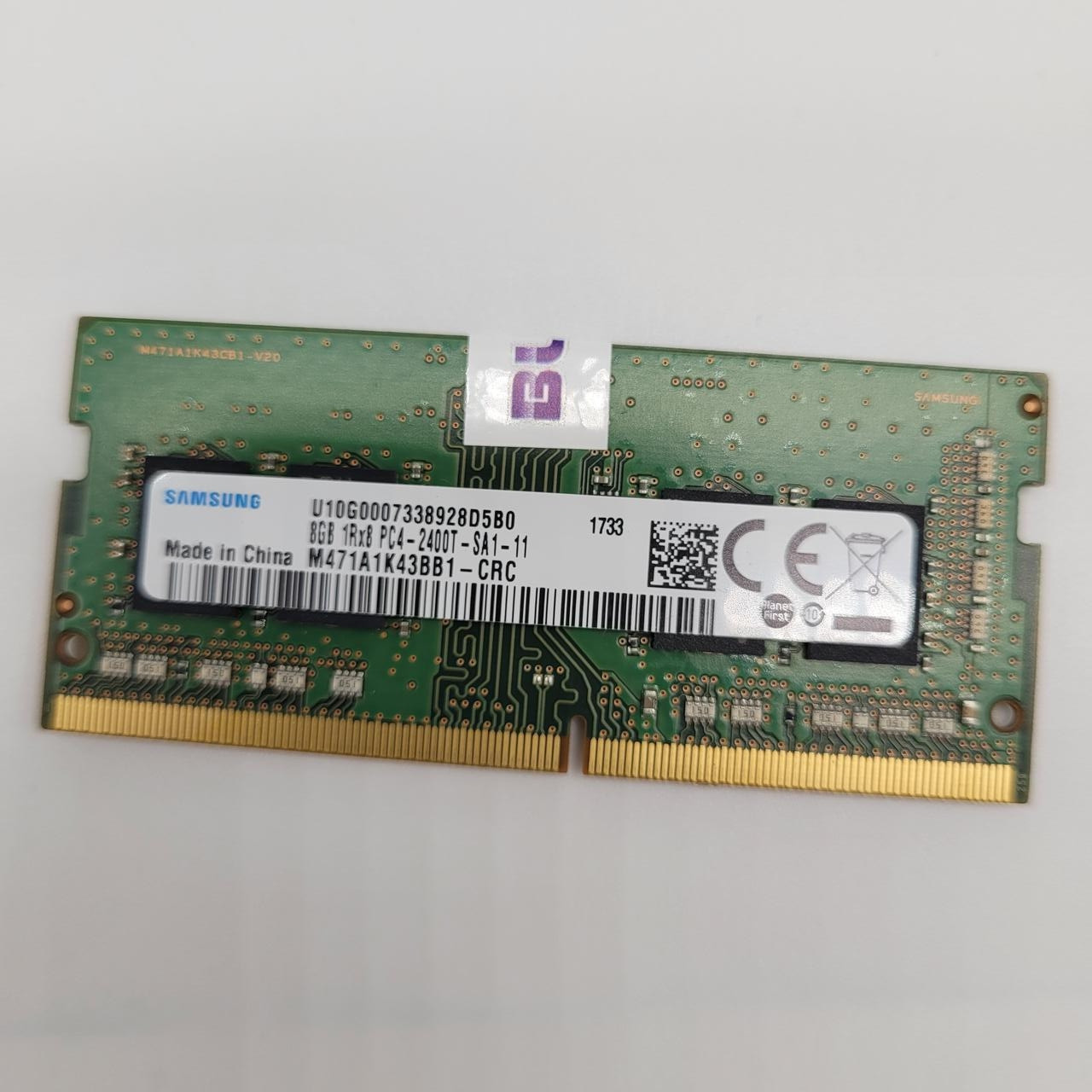 Оперативна пам'ять для ноутбука Samsung SODIMM DDR4 8Gb 2400MHz PC4-19200 1Rx8 CL17 (M471A1K43BB1-CRC) Б/В