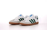 Чоловічі кросівки білі весни з зеленим Adidas Samba. Білі із зеленим кеди весна літо чоловічі Адідас Самба, фото 5